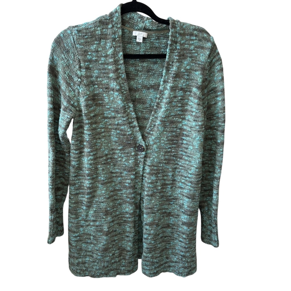 J.Jill Cotton One Button Front Knit Cardigan Sweater Women's‎ XS Green